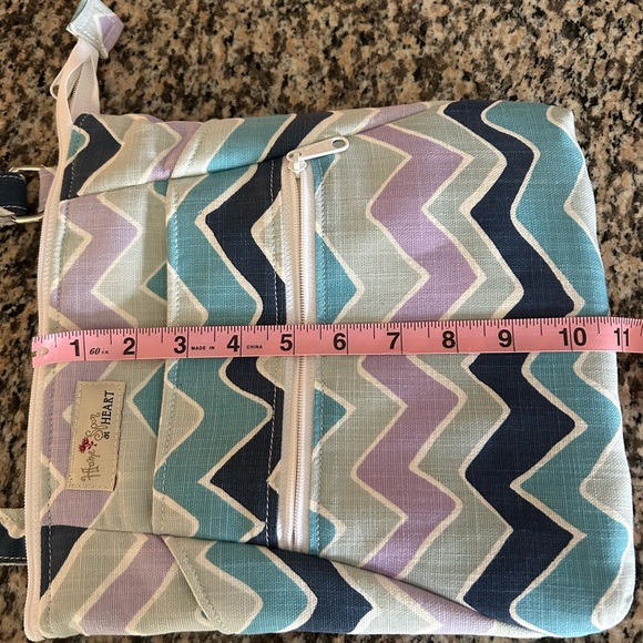 Chevron Crossbody Bag - Blue, Purple, and Gray by Home Spun at Heart - Picture 5 of 6